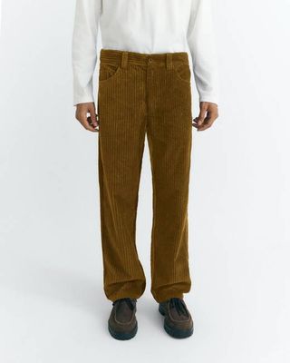Brown straight corduroy David pants