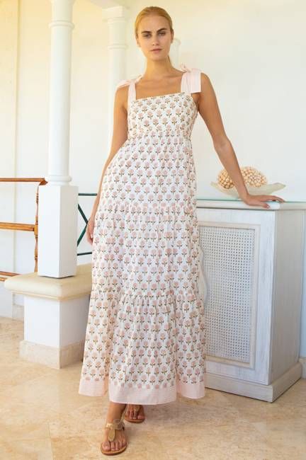 Tabitha Organic Cotton Dress | White/Coral