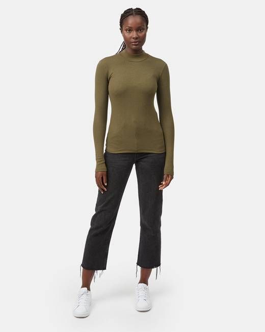 Rib Mock Neck Longsleeve