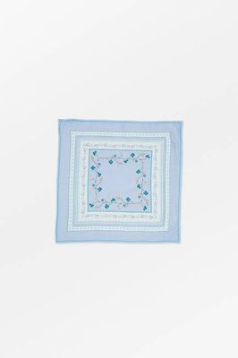 Halstuch mit kleinem Blumenmuster 55x55 - Aqua