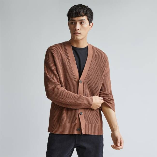 The No-Sweat Ribbed Cardigan | Carob Brown