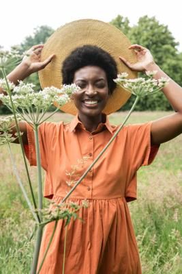 Bronwyn Organic Cotton Dress in Terracotta