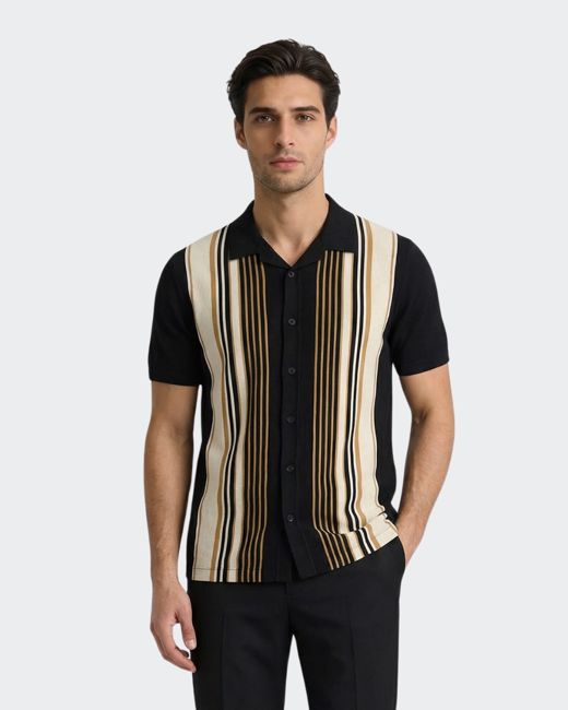 Retro Stride Striped Camp Shirt