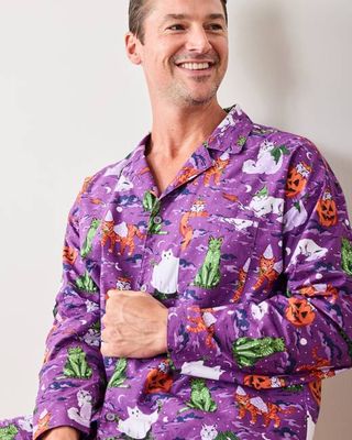 Halloween House Cats - Men's Long PJ Set - Purple Tonic