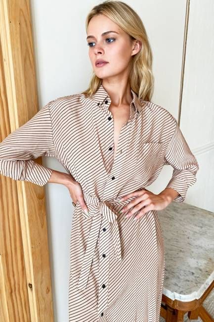 Ry Shirtdress - Idun Stripes Ginger Polar