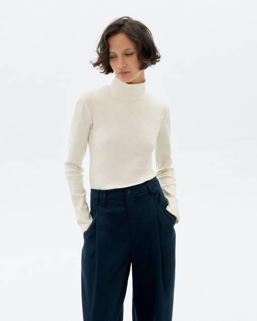 White hemp turtleneck Aine top