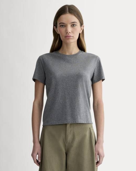 The Box-Cut Tee in Essential Cotton | Heathered Charcoal | No Pocket