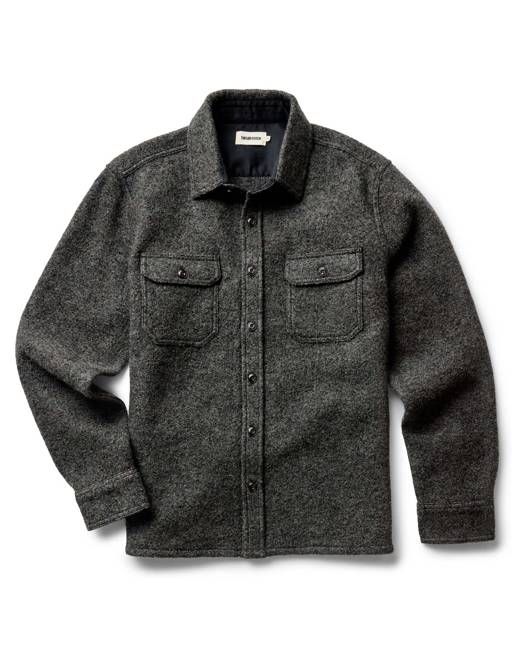 The Connor Overshirt in Heather Olive Boucle