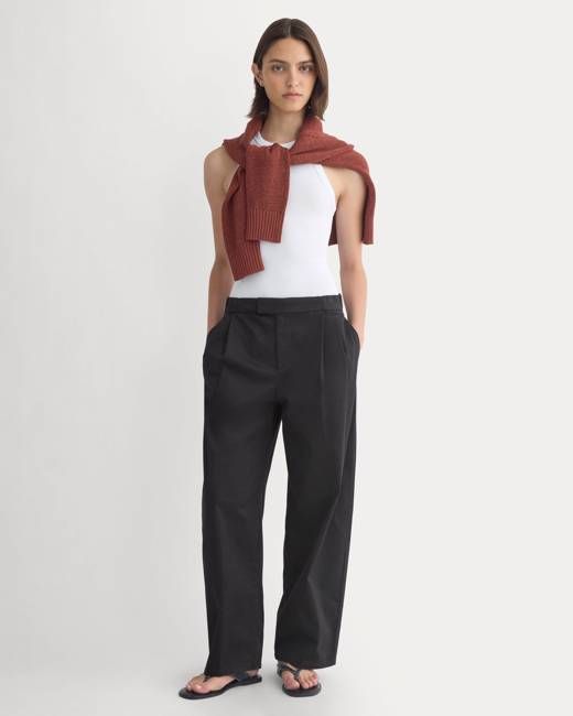 Everlane Barrel-Leg Pant in Organic Cotton Sateen — Black