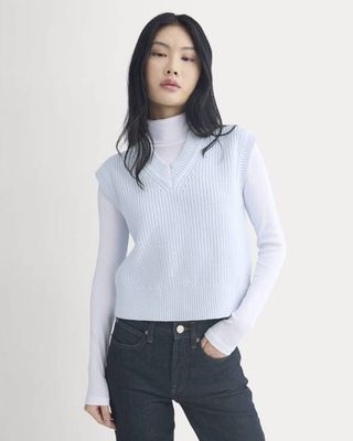 Ribbed V-Neck Vest in Everyday Cotton | Skywriting