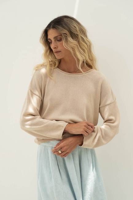 Sofie Beige Cotton Sweater