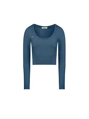 Archive Women's Plant-Stretch Long Sleeve Cropped Top—storm blue