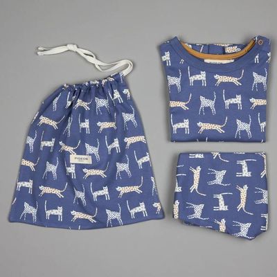 Pyjamas In A Bag - Cats, Blue