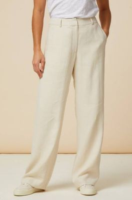 Linen Blend Trousers | Oat