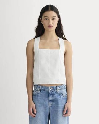 The Crossback Tank in Linen | Natural Chambray