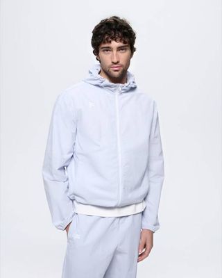 Herrenjacke aus recyceltem Nylon mit Reißverschluss — Eisgrau