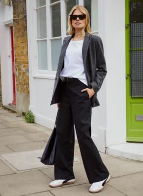 Gwynnie Wool Blend Wide Leg Trousers