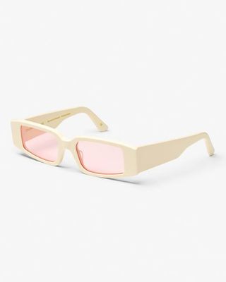 Sunglass 05 - Ivory White Solid - Light Pink
