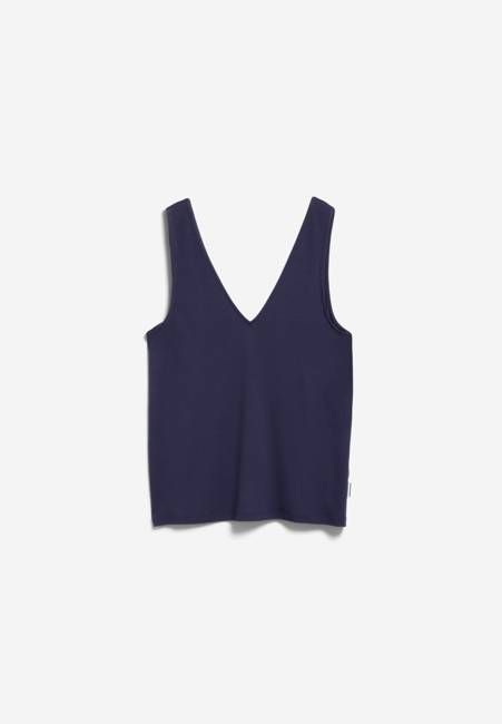 V-NECK JERSEY TOP | tinted navy