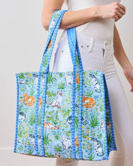 Must Love Cats - The Traveler Tote - Cornflower