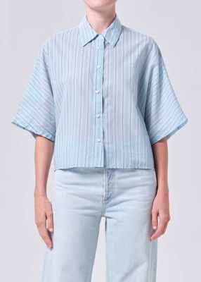 Merrin Shirt in Wirrel Stripe/Powder Blue