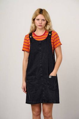 Layla - Mini Denim Dress in Washed Black