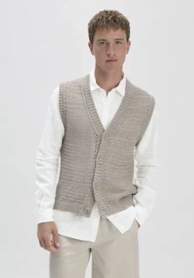 Ajour Knit Vest Regular made of organic cotton with linen