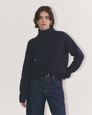 The Fisherman Turtleneck in Wool Cashmere | Navy