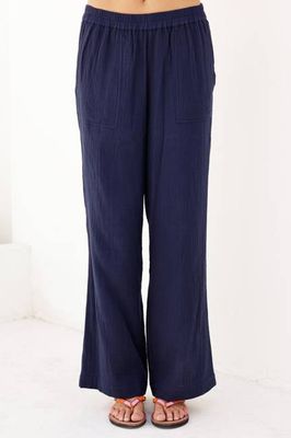 Organic Cotton Cheesecloth Trouser | Navy