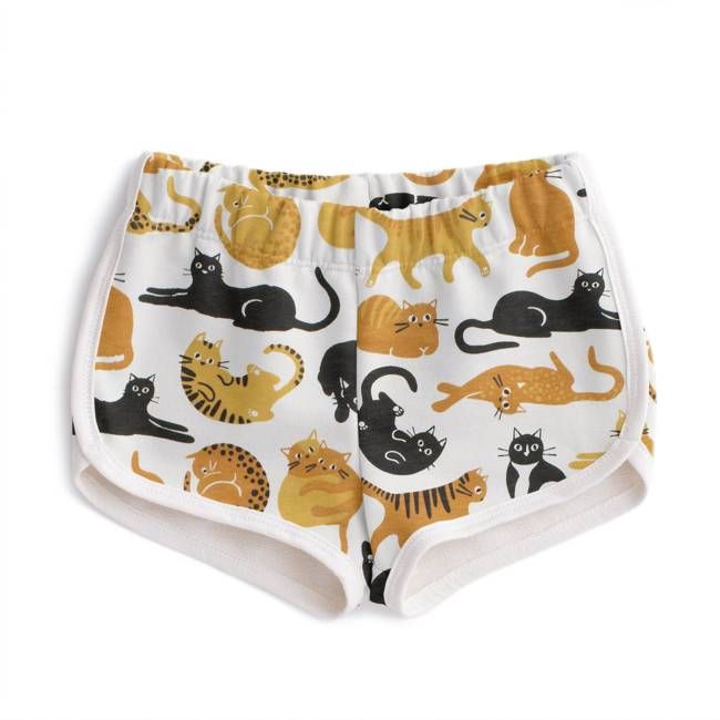 French Terry Shorts - Cat Friends Gold & Yellow