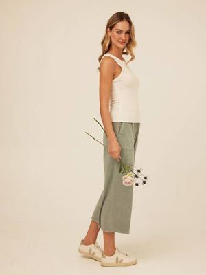 Alva Mineral Wash Eco Jersey Wide Leg Capri Pant