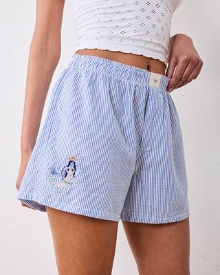 Triton Stripes - Seersucker Boyfriend Boxer - Sea Spray