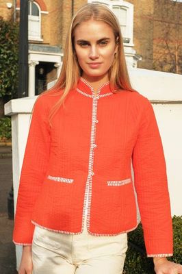 Cotton Quilted Jacket | Orange