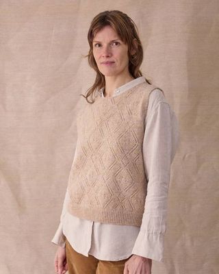Offenes Stricktop mit Diamanten | Oatmeal