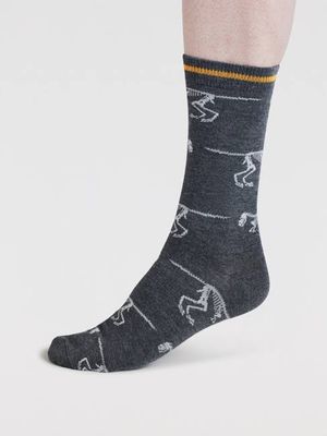 Mens Delta Dinosaur Bamboo Socks - Dark Grey Marl