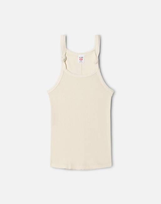 Knotted Ribbed Tank - Vintage White