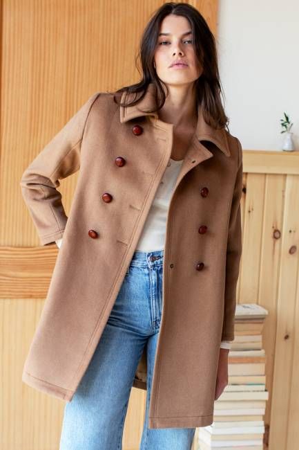 Bon Peacoat - Camel Wool Cashmere