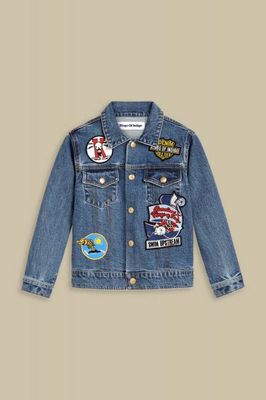 KIDS JACKET | BIO STRETCH BLUE BADGE ALLOVER