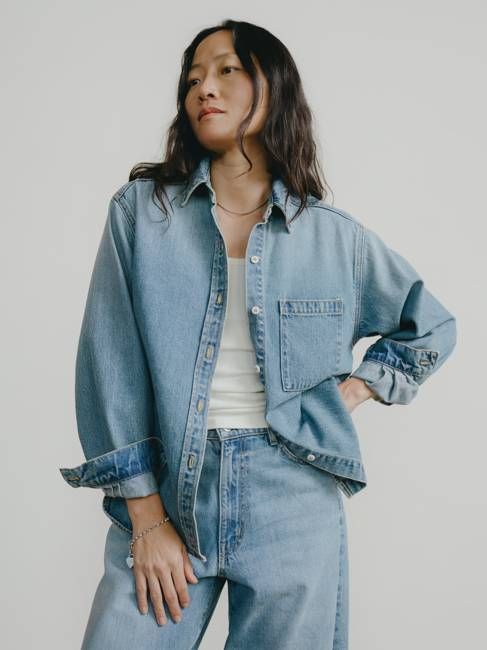 Denim Marcie Shirt, Tencel Denim, Light Wash