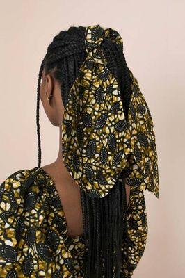 Phoebe Scrunchie with Oversize Bow in Yellow and Green