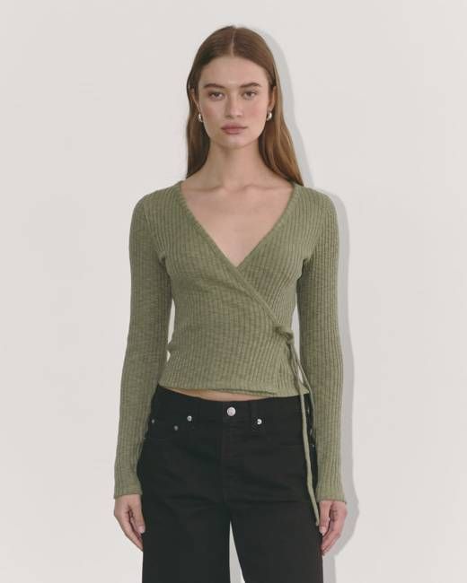 The Cozy Rib Wrap Top | Kalamata