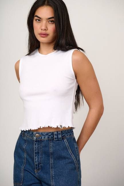 Etta - Cotton Jersey Sleeveless Tank in White