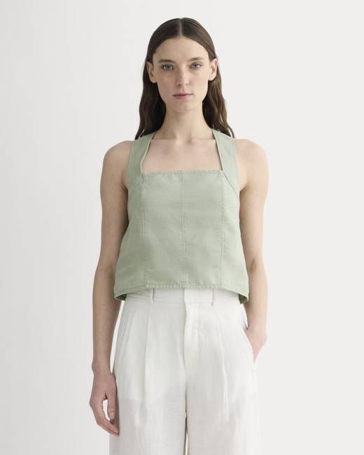 The Crossback Tank in Linen | Seagrass