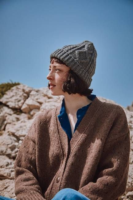 CAPUCINE Unisex Cable Knit Beanie in Merino Wool - Ash Grey