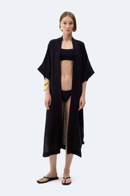 Black Linen Kimono