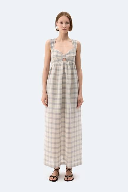 Grey Plaid Strappy Dress