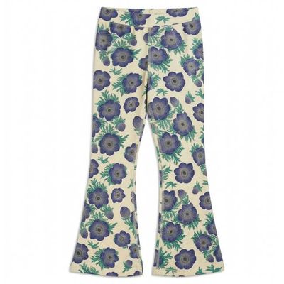Kids Leggings: Organic Cotton Flared Yoga Pants: Purple Poppies