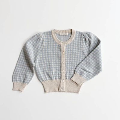 Rose Cardigan, Gingham, Azul, Size 6