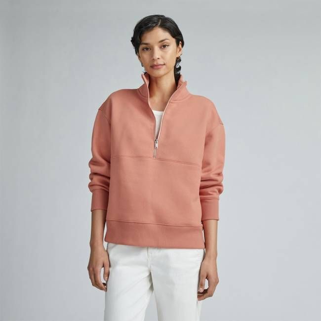 The ReTrack Half-Zip Sweatshirt | Light Rose