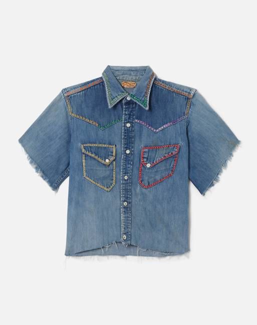 50s Buckaroo Cut Off Embroidered Denim Shirt